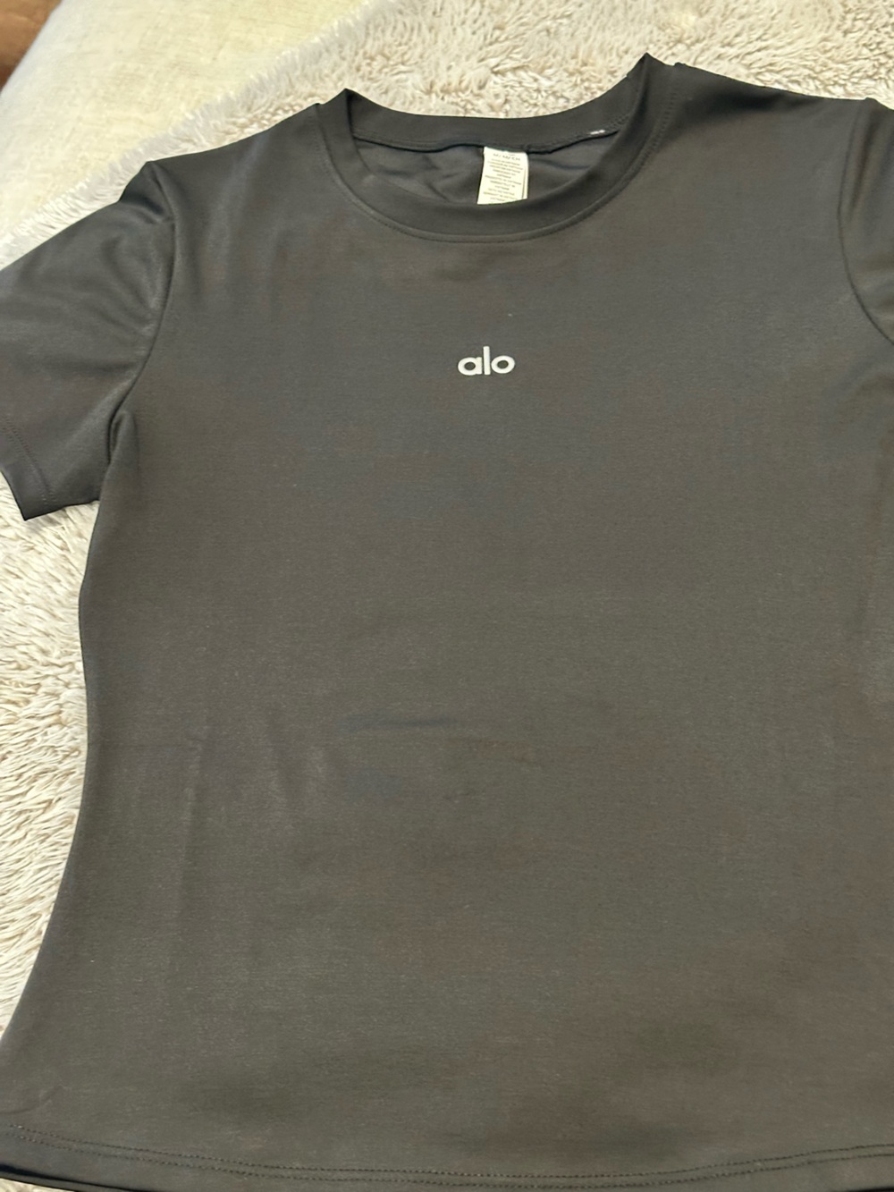 ALO Yoga Black Short Sleeve Tee with Small White Logo